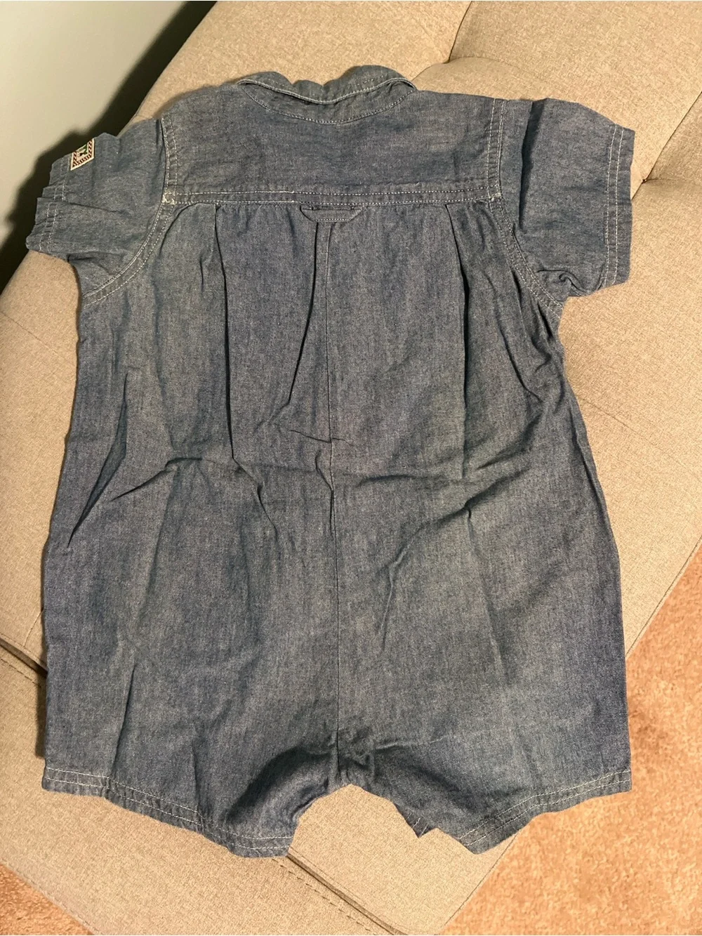 Vintage! Baby Soft Denim Short-Sleeve Romper in Blue